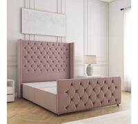 Bsspoke Florida Divan Bed Plush Velvet 54" Headboard No Mattress No Drawers In Pink Pink