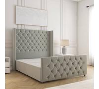 BSSPOKE Florida Divan Bed Plush Velvet 54" Headboard No Mattress No Drawers in Silver | Size: King BSSPOKE Silver King