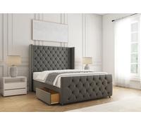 Bsspoke Florida Divan Bed Set Grey Plush Velvet With 54Inch Headboard & Footboard 2 Drawers Footend & Mattress In All Sizes