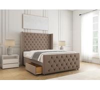 Bsspoke Florida Divan Bed Set Mink Plush Velvet With 54Inch Headboard & Footboard 2 Drawers Footend & Mattress In All Sizes