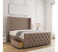 BSSPOKE Florida Divan Bed Velvet 54"Headboard & 20"Footboard 2Drawers Mattress in Bronze | Size: Double