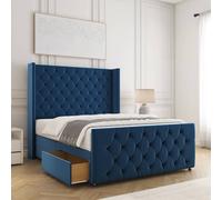 BSSPOKE Florida Plush Velvet Divan Bed 2 Drawers 54" Headboard & No Mattress in Blue | Size: Double BSSPOKE Blue Double