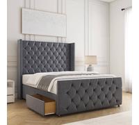 BSSPOKE Florida Plush Velvet Divan Bed 2 Drawers 54" Headboard & No Mattress in Charcoal | Size: Double BSSPOKE Charcoal Double