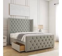 BSSPOKE Florida Plush Velvet Divan Bed 2 Drawers 54" Headboard & No Mattress in Silver | Size: Double BSSPOKE Silver Double