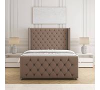 BSSPOKE Florida Velvet Divan Bed 54"Headboard &Footboard Mattress & No Drawers in Bronze | Size: Super King BSSPOKE Bronze Super King