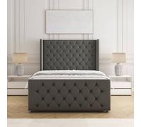 BSSPOKE Florida Velvet Divan Bed 54"Headboard &Footboard Mattress & No Drawers in Grey | Size: Single BSSPOKE Grey Single