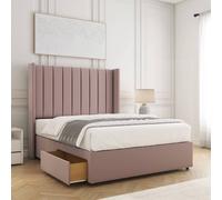 BSSPOKE Hannah Divan Bed Plush Velvet 2 Drawers & 54" Headboard No Mattress in Pink | Size: Super King BSSPOKE Pink Super King