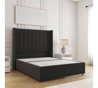 Bsspoke Hannah Divan Bed Set Black Plush Velvet With 54Inch Headboard & No Drawers No Mattress In Single Double King 4Ft 6Ft