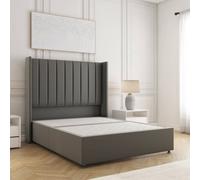 Bsspoke Hannah Divan Bed Set Grey Plush Velvet With 54Inch Headboard & No Drawers No Mattress In Single Double King 4Ft 6Ft