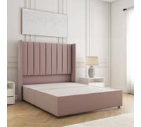 Bsspoke Hannah Divan Bed Set Pink Plush Velvet With 54Inch Headboard & No Drawers No Mattress In Single Double King 4Ft 6Ft