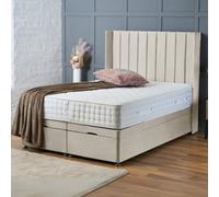 Bsspoke Hannah Ottoman Divan Bed Cream Plush Velvet 54Inch Wingedback Headboard & No Mattress In Single Double King 4Ft 6Ft