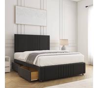 BSSPOKE Hazel Divan Bed Plush Velvet 24"Headboard 2Drawers Footend & Mattress in Black | Size: Small Double BSSPOKE Black Small Double