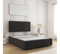 BSSPOKE Hazel Divan Bed Plush Velvet Headboard 2Drawers Same Side No Mattress in Black | Size: Small Double BSSPOKE Black Small Double