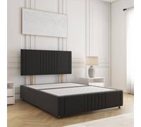 Bsspoke Hazel Divan Bed Set Black Plush Velvet With 24Inch Headboard & Footboard & No Mattress No Drawers In All Sizes