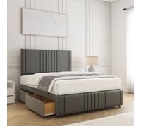 Bsspoke Hazel Divan Bed Set Grey Plush Velvet 24Inch Headboard & Footboard & 4 Drawers & Orthopaedic Mattress In All Sizes