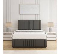 Bsspoke Hazel Divan Bed Set Grey Plush Velvet 24Inch Headboard & Footboard Mattress No Drawers In 3Ft 4Ft 4Ft6 5Ft 6Ft
