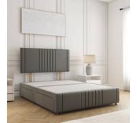 Bsspoke Hazel Divan Bed Set Grey Plush Velvet With 24Inch Headboard & Footboard & 4Drawers No Mattress In 4Ft6 4Ft 5Ft 6Ft