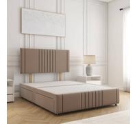 Bsspoke Hazel Divan Bed Set Mink Plush Velvet 24Inch Headboard & Footboard 2 Drawers Footend & No Mattress In All Sizes