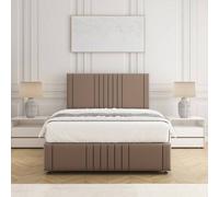 Bsspoke Hazel Divan Bed Set Mink Plush Velvet 24Inch Headboard & Footboard Mattress No Drawers In 3Ft 4Ft 4Ft6 5Ft 6Ft