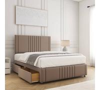 Bsspoke Hazel Divan Bed Set Mink Velvet 24Inch Panel Headboard & Footboard & 2 Drawers Same Side & Mattress In All Sizes