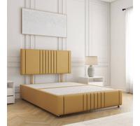 Bsspoke Hazel Divan Bed Set Mustard Plush Velvet With 24Inch Headboard & Footboard & No Mattress No Drawers In All Sizes