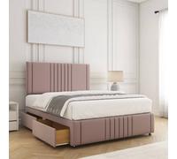 Bsspoke Hazel Divan Bed Set Pink Plush Velvet With 24Inch Headboard & Footboard & 2 Drawers Footend & Mattress In All Sizes