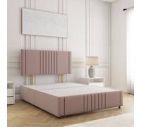 Bsspoke Hazel Divan Bed Set Pink Plush Velvet With 24Inch Headboard & Footboard & No Mattress No Drawers In All Sizes