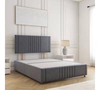 Bsspoke Hazel Divan Bed Set Steel Plush Velvet With 24Inch Headboard & Footboard & No Mattress No Drawers In All Sizes