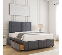 Bsspoke Hazel Divan Bed Set Steel Velvet 24Inch Panel Headboard & Footboard & 2 Drawers Same Side & Mattress In All Sizes