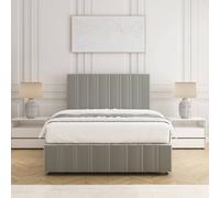 BSSPOKE Isabella Divan Bed Set Plush Velvet 24"Headboard & Mattress No Drawers in Silver | Size: Super King Fimous Silver Super King