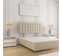 Bsspoke Isla Divan Bed Set Cream Plush Velvet With 24Inch Headboard & No Mattress No Drawers In Single Double King 4Ft 6Ft