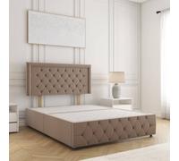 Bsspoke Lena Divan Bed Mink Plush Velvet 24Inch Headboard & Footboard No Mattress No Drawers In Single Double King 4Ft 6Ft