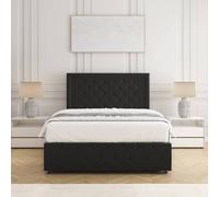 Bsspoke Lena Divan Bed Plush Velvet 24" Headboard Mattress & No Drawers In Black Black
