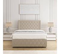 Bsspoke Lena Divan Bed Plush Velvet 24" Headboard Mattress & No Drawers In Cream Cream