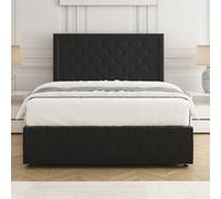 Bsspoke Lena Divan Bed Set Black Plush Velvet 24Inch Headboard & Footboard & Mattress No Drawers In 3Ft 4Ft 4Ft6 5Ft 6Ft