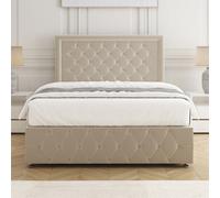 Bsspoke Lena Divan Bed Set Cream Plush Velvet 24Inch Headboard & Footboard & Mattress No Drawers In 3Ft 4Ft 4Ft6 5Ft 6Ft