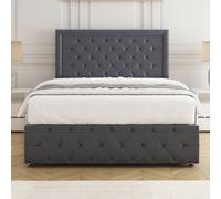 Bsspoke Lena Divan Bed Set Steel Plush Velvet 24Inch Headboard & Footboard & Mattress No Drawers In 3Ft 4Ft 4Ft6 5Ft 6Ft