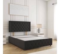 Bsspoke Lena Plush Velvet Divan Bed 24" Headboard & No Mattress No Drawers In Black Black