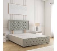 Bsspoke Lena Plush Velvet Divan Bed 24" Headboard & No Mattress No Drawers In Silver Silver