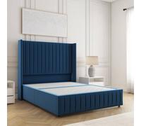 Bsspoke Luna Divan Bed Blue Plush Velvet 54Inch Headboard & Footboard No Mattress No Drawers In Single Double King 4Ft 6Ft