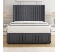 Bsspoke Luna Divan Bed Set Steel Plush Velvet 54Inch Wingedback Headboard & Footboard & Mattress No Drawers In All Sizes