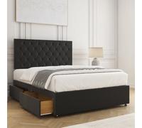 Bsspoke Luxury Divan Bed Set Black Velvet With 26Inch Headboard & 4 Drawers & Memory Foam Spring Mattress In 4Ft6 4Ft 5Ft 6Ft