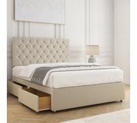 Bsspoke Luxury Divan Bed Set Cream Velvet With 26Inch Headboard & 4 Drawers & Memory Foam Spring Mattress In 4Ft6 4Ft 5Ft 6Ft