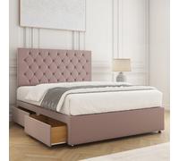 Bsspoke Luxury Divan Bed Set Pink Velvet With 26Inch Headboard & 4 Drawers & Memory Foam Spring Mattress In 4Ft6 4Ft 5Ft 6Ft