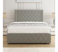 Bsspoke Luxury Divan Bed Set Silver Plush Velvet 26Inch Headboard & Footboard & Orthopaedic Mattress In 3Ft 4Ft 4Ft6 5Ft 6Ft