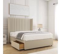 BSSPOKE Manhattan Divan Bed Plush 54"Headboard 2 Drawers Footend & Mattress in Cream | Size: Small Double