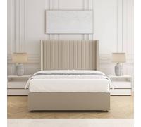 BSSPOKE Manhattan Divan Bed Plush Velvet 54" Headboard & Mattress No Drawers in Cream | Size: Small Double