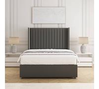 BSSPOKE Manhattan Divan Bed Plush Velvet 54" Headboard & Mattress No Drawers in Grey | Size: Double BSSPOKE Grey Double
