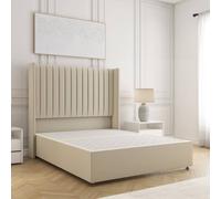 BSSPOKE Manhattan Divan Bed Plush Velvet 54" Headboard No Drawers No Mattress in Cream | Size: Small Double