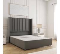 BSSPOKE Manhattan Divan Bed Plush Velvet 54" Headboard No Drawers No Mattress in Grey | Size: Small Double BSSPOKE Grey Small Double